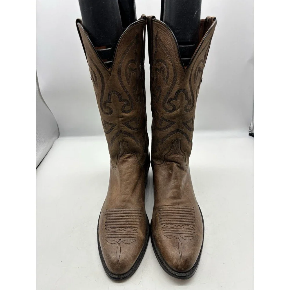 LUCCHESE WESTERN COWBOY BOOTS MENS SZ 9.5 D DANCEHALL RANCH RODEO MADE in USA